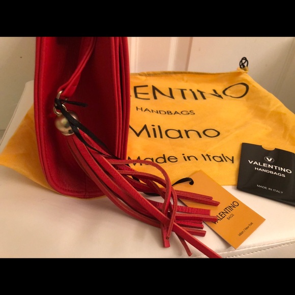 NWT! VALENTINO Lena Red Leather Clutch Crossbody - Picture 6 of 8